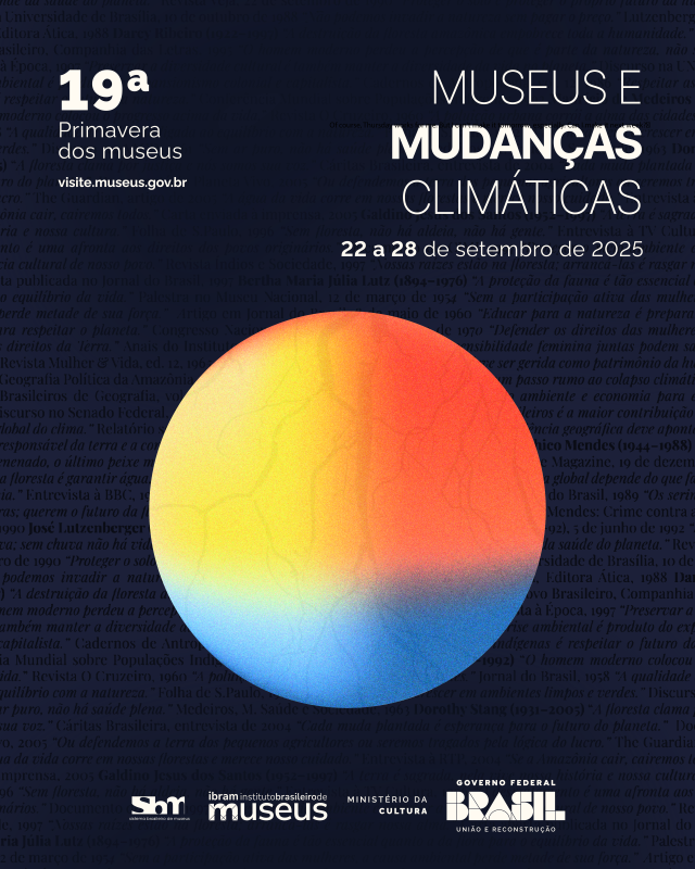 Cartaz oficial da 19ª Primavera dos Museus: Museus e Mudanças Climáticas (22 a 28 de setembro de 2025)